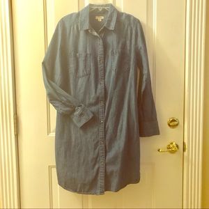 NWOT Denim Long Sleeved Dress W/ Fold Back Collar